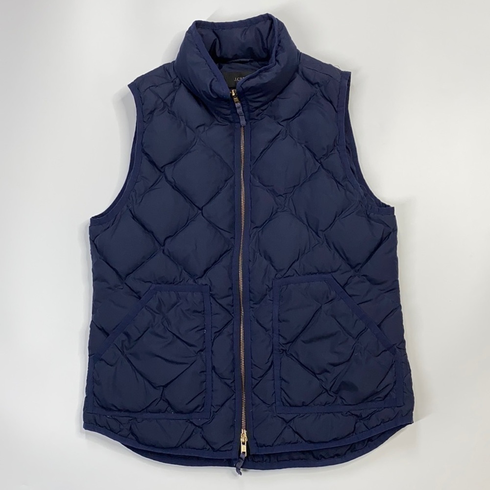J.Crew Down Feather Navy Blue Puffer Vest Small